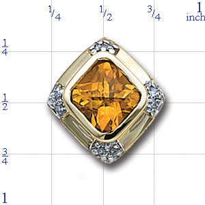 AC535 14K ANT CUSH CHECKERBOACITRINE & DIAMOND SLIDE 